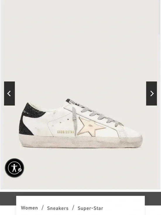 Golden Goose Kids White Leather Sneakers with Silver Star and Black Heel - Picture 3 of 5